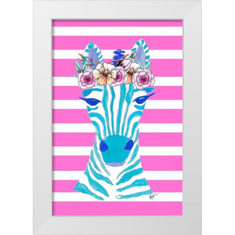 Funky Zebra White Modern Wood Framed Art Print by Wilson, Kali