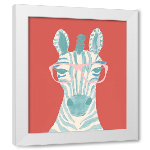 Wise Zebra White Modern Wood Framed Art Print by Wilson, Kali