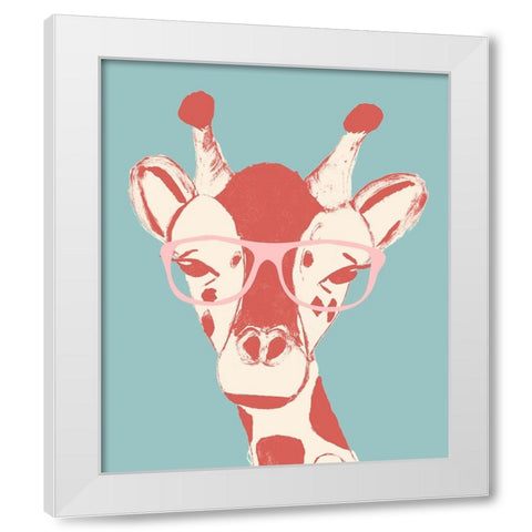Wise Giraffe White Modern Wood Framed Art Print by Wilson, Kali