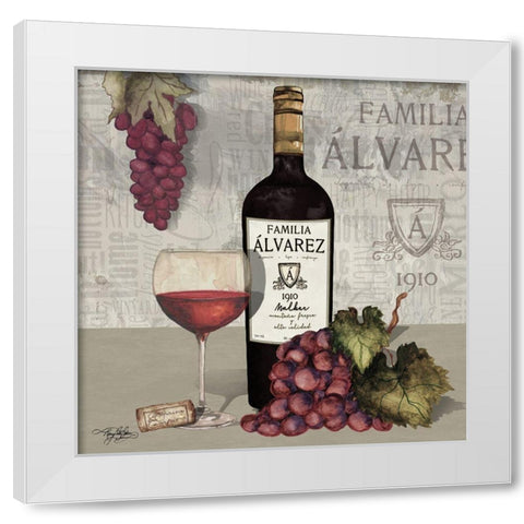Uncork Wine and Grapes I White Modern Wood Framed Art Print by Baker, Mary Beth