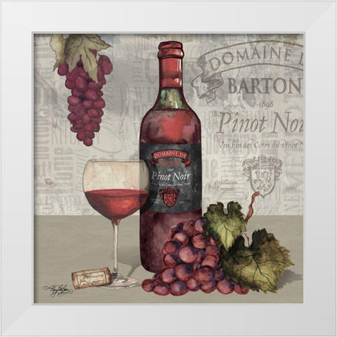 Wine and Grapes I White Modern Wood Framed Art Print by Baker, Mary Beth