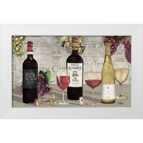 Uncork Wine Trio I White Modern Wood Framed Art Print by Baker, Mary Beth