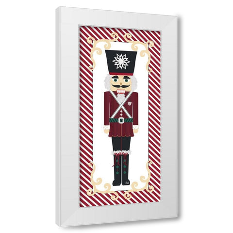 Nutcracker On Red Stripe I White Modern Wood Framed Art Print by Metz, Andi