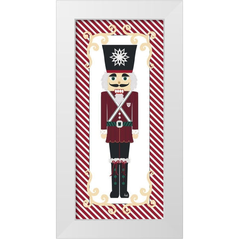 Nutcracker On Red Stripe I White Modern Wood Framed Art Print by Metz, Andi