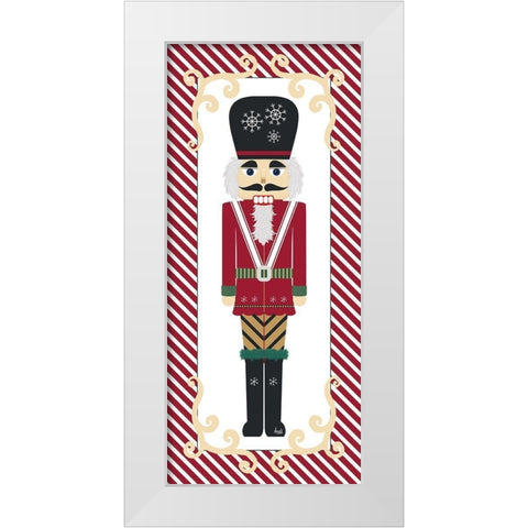 Nutcracker On Red Stripe II White Modern Wood Framed Art Print by Metz, Andi