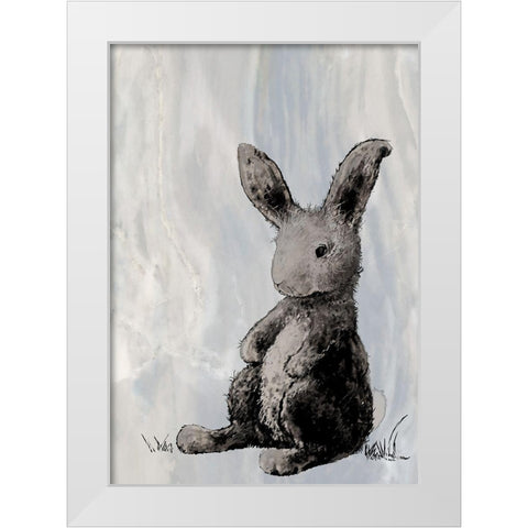 Bunny on Marble I White Modern Wood Framed Art Print by Diannart