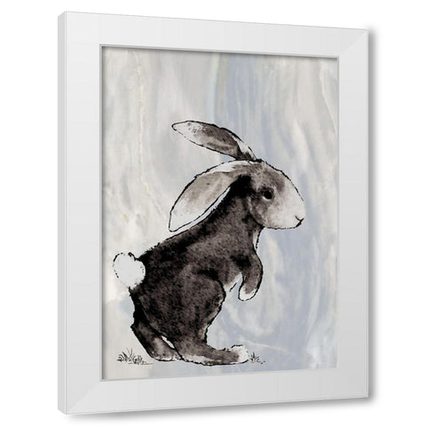 Bunny on Marble II White Modern Wood Framed Art Print by Diannart