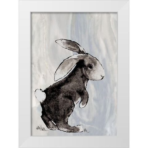 Bunny on Marble II White Modern Wood Framed Art Print by Diannart