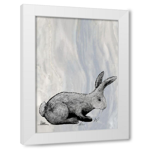 Bunny on Marble IV White Modern Wood Framed Art Print by Diannart