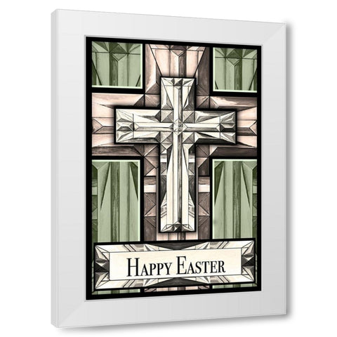 Easter Greetings Cross White Modern Wood Framed Art Print by Diannart