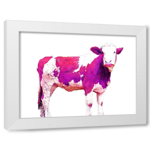 Bright Violet Swiss Cow White Modern Wood Framed Art Print by Hyler, JB