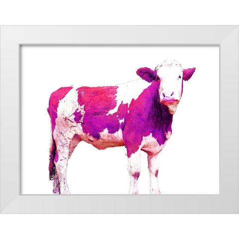 Bright Violet Swiss Cow White Modern Wood Framed Art Print by Hyler, JB