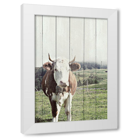 Country Cow on Wood White Modern Wood Framed Art Print by Hyler, JB
