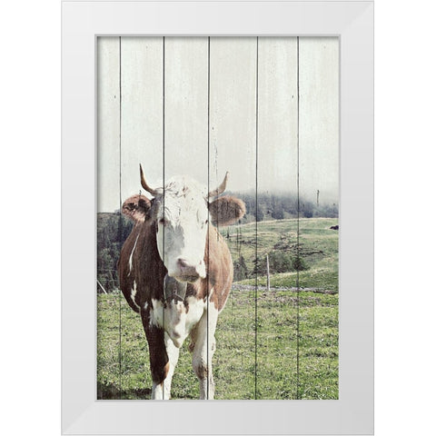 Country Cow on Wood White Modern Wood Framed Art Print by Hyler, JB