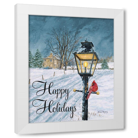 Happy Holidays White Modern Wood Framed Art Print by Redding, James