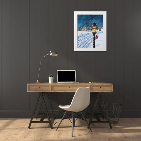 Winterberry Lamppost White Modern Wood Framed Art Print by Redding, James