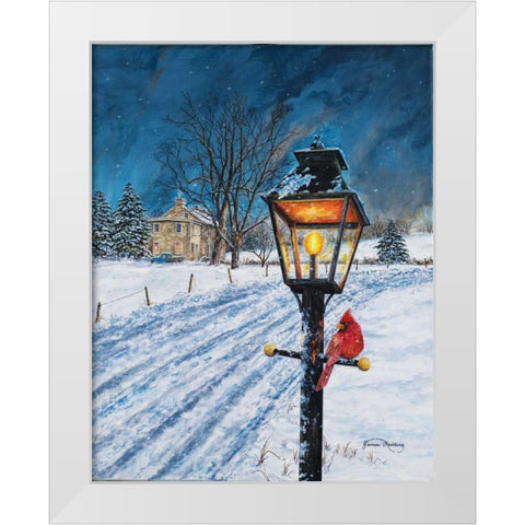 Winterberry Lamppost White Modern Wood Framed Art Print by Redding, James