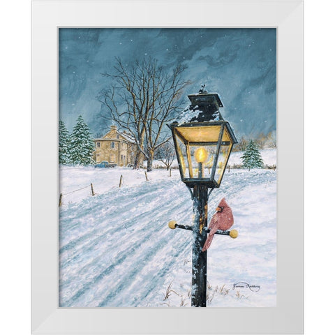 Winter Bird White Modern Wood Framed Art Print by Redding, James