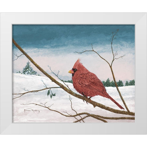 Auburn Cardinal White Modern Wood Framed Art Print by Redding, James