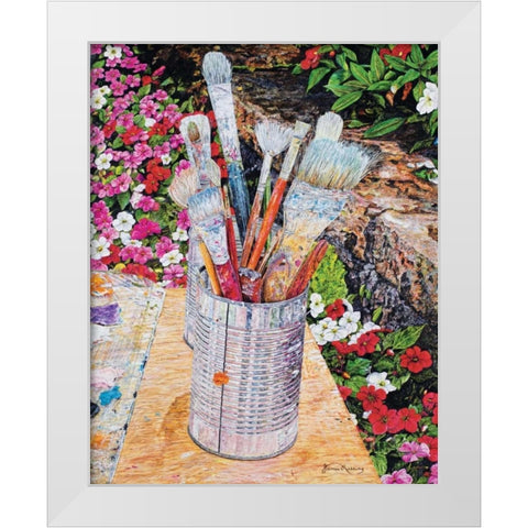 Happy Place White Modern Wood Framed Art Print by Redding, James