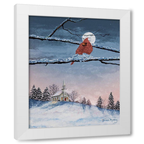 Winter Church Nights White Modern Wood Framed Art Print by Redding, James