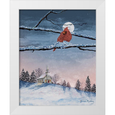 Winter Church Nights White Modern Wood Framed Art Print by Redding, James