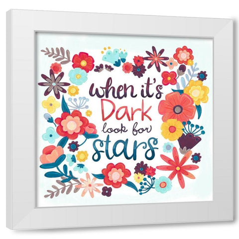 Look For The Stars White Modern Wood Framed Art Print by Josefina