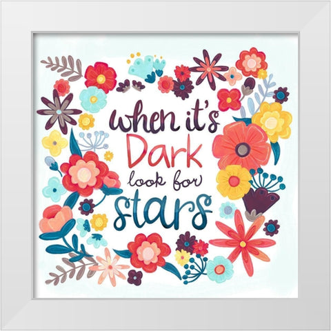 Look For The Stars White Modern Wood Framed Art Print by Josefina