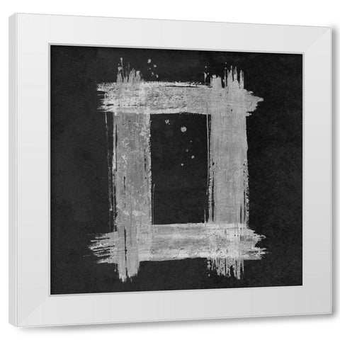 Silver Rectangle on Black White Modern Wood Framed Art Print by Pinto, Patricia