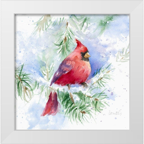 Cardinal in Snowy Tree White Modern Wood Framed Art Print by Loreth, Lanie