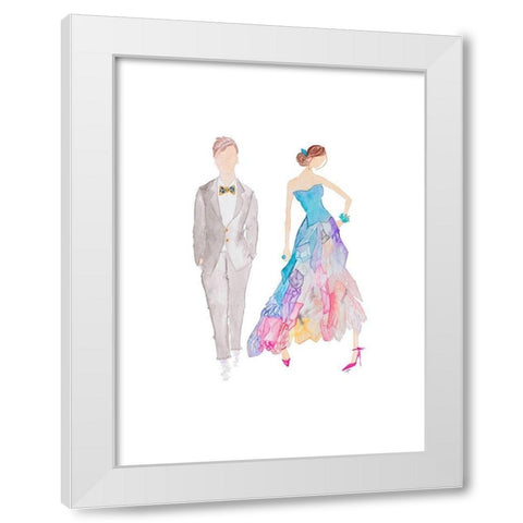 Ballroom Couple White Modern Wood Framed Art Print by James, Nola