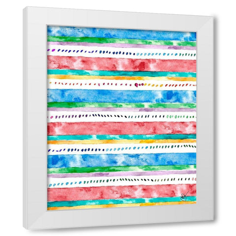 Colorful Bands II White Modern Wood Framed Art Print by James, Nola