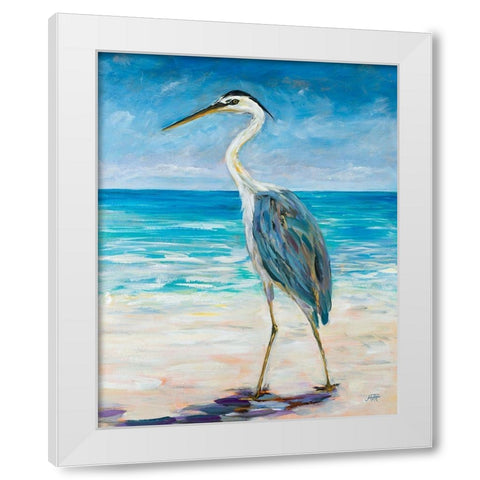 Egret Beach White Modern Wood Framed Art Print by DeRice, Julie