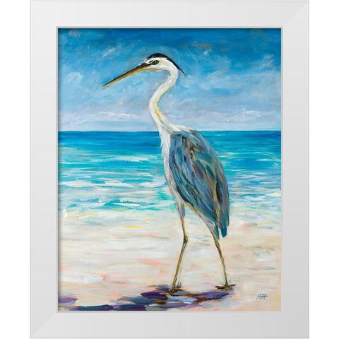 Egret Beach White Modern Wood Framed Art Print by DeRice, Julie