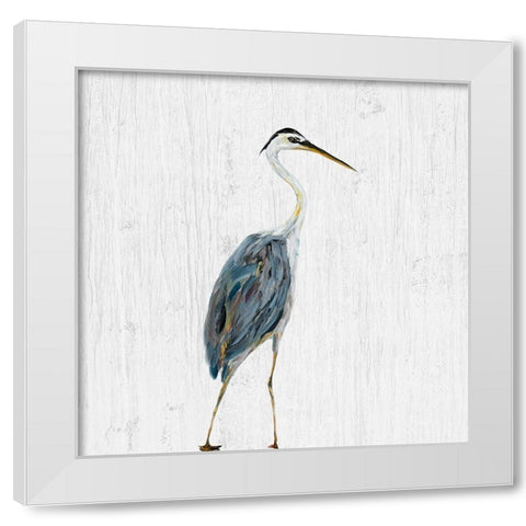 Heron on Whitewash II White Modern Wood Framed Art Print by DeRice, Julie
