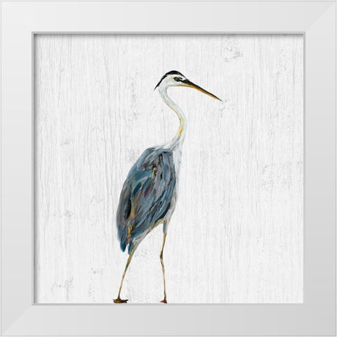 Heron on Whitewash II White Modern Wood Framed Art Print by DeRice, Julie