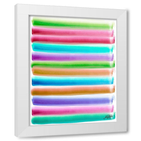 Colorful Stripes Pattern I White Modern Wood Framed Art Print by DeRice, Julie