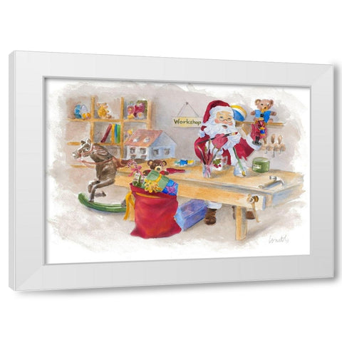 Santas Workshop White Modern Wood Framed Art Print by Loreth, Lanie