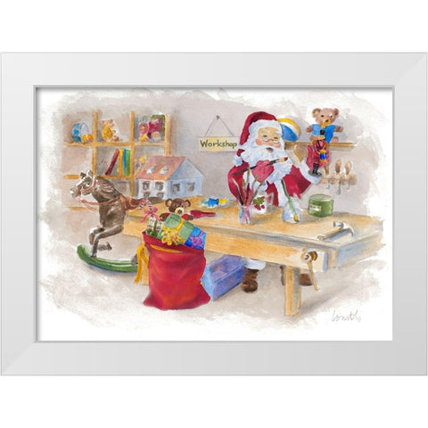 Santas Workshop White Modern Wood Framed Art Print by Loreth, Lanie
