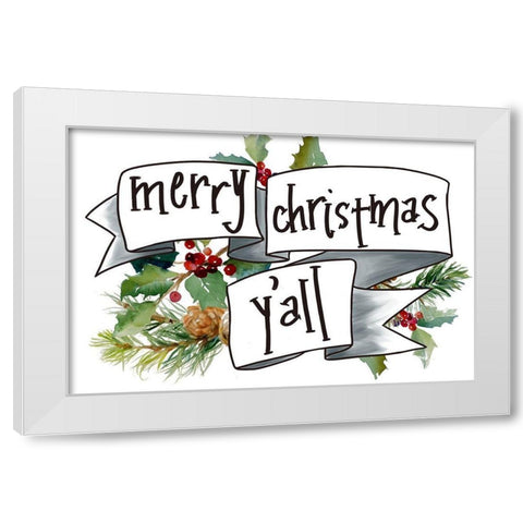 Merry Christmas Yall White Modern Wood Framed Art Print by Loreth, Lanie