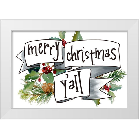 Merry Christmas Yall White Modern Wood Framed Art Print by Loreth, Lanie