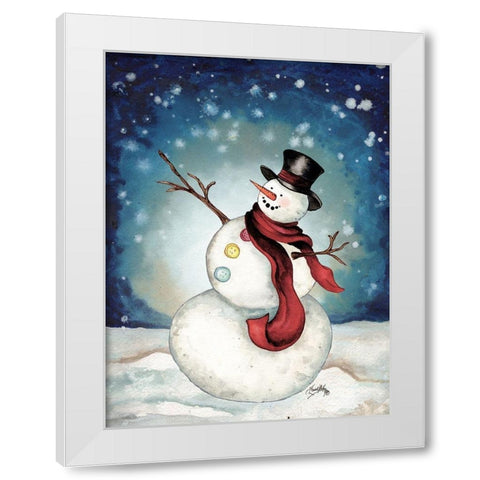 Snowman Cheers II White Modern Wood Framed Art Print by Medley, Elizabeth