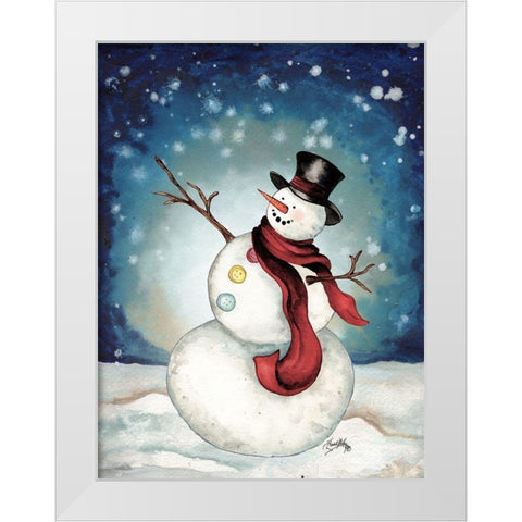 Snowman Cheers II White Modern Wood Framed Art Print by Medley, Elizabeth
