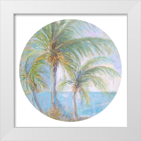 Tropical Winds Circle White Modern Wood Framed Art Print by Diannart