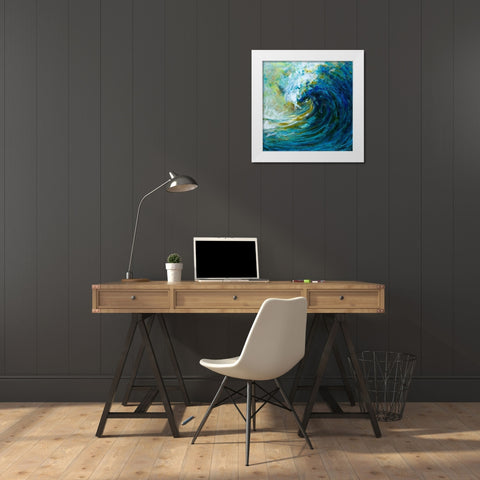 The Wave White Modern Wood Framed Art Print by Diannart