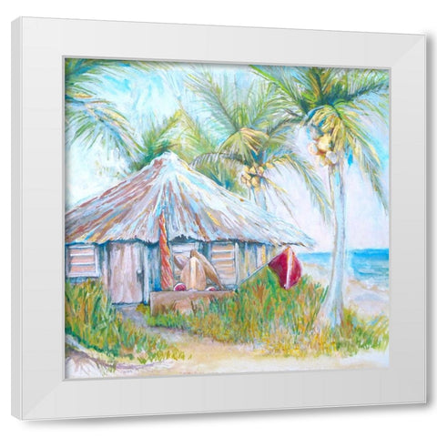 Beach Hut White Modern Wood Framed Art Print by Diannart