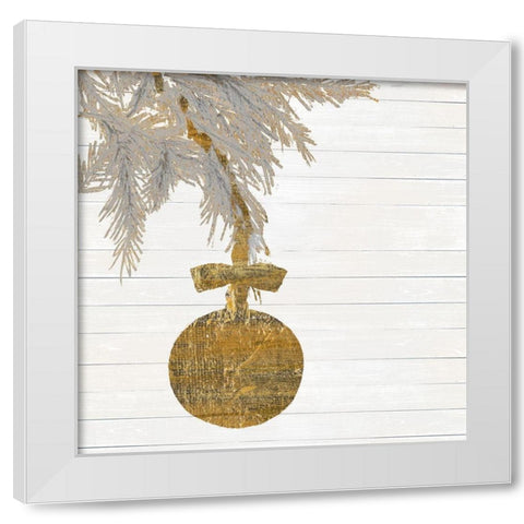 Retro Ornament on Stripes White Modern Wood Framed Art Print by Pinto, Patricia