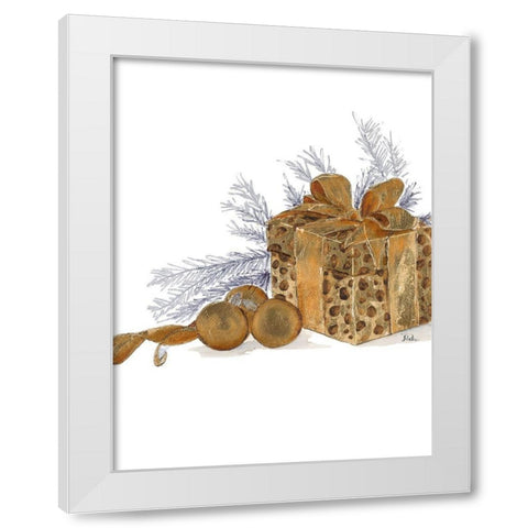 Present with Dots White Modern Wood Framed Art Print by Pinto, Patricia