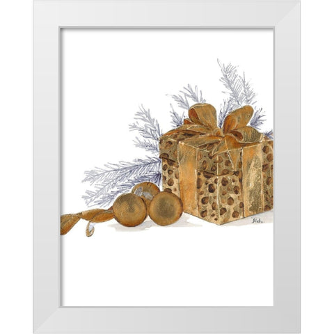 Present with Dots White Modern Wood Framed Art Print by Pinto, Patricia