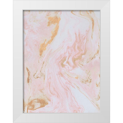 Rose Gold Marble White Modern Wood Framed Art Print by Bryant, Susan